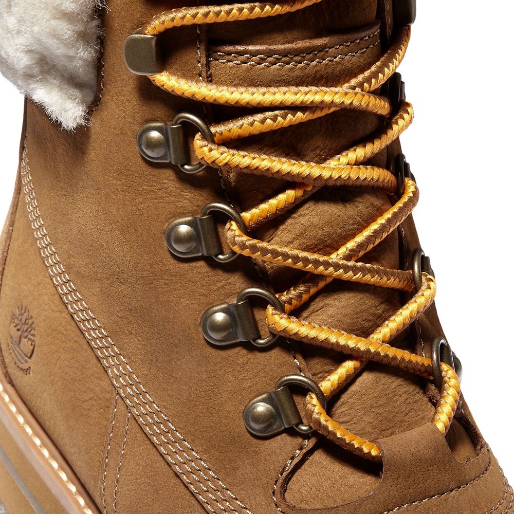 Timberland Womens 6-Inch Boots Courmayer Valley Waterproof Shearling - Brown - India XY9785142